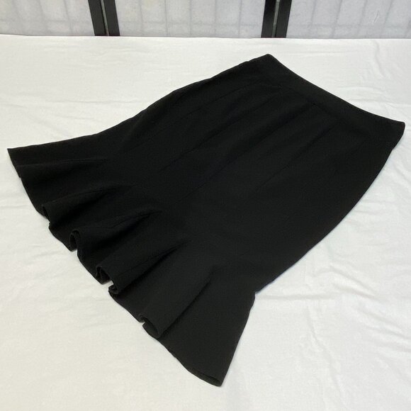Sunny Leigh Vintage Black Midi Skirt Belt Gored Swirl Hem Classic Retro Style 10 - Picture 7 of 9